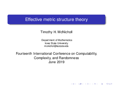 (PDF) Effective metric structure theory
