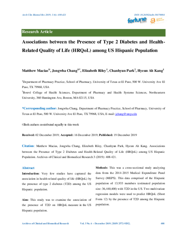 (PDF) Associations between the presence of type 2 diabetes and ...