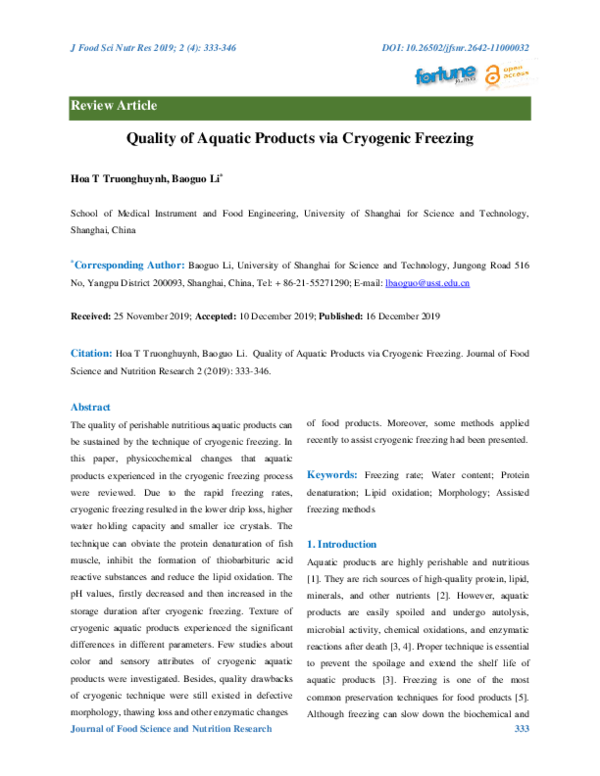 (PDF) Journal of Food Science and Nutrition Research 333 Quality of Aquatic Products via (PDF) Journal of Food Science and Nutrition Research 333 Quality of Aquatic Products via