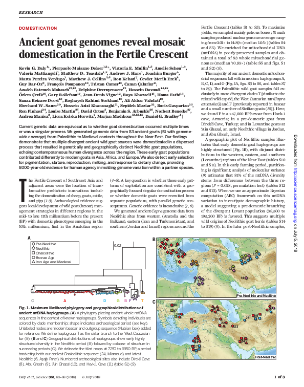 (PDF) Ancient goat genomes reveal mosaic domestication in the Fertile ...