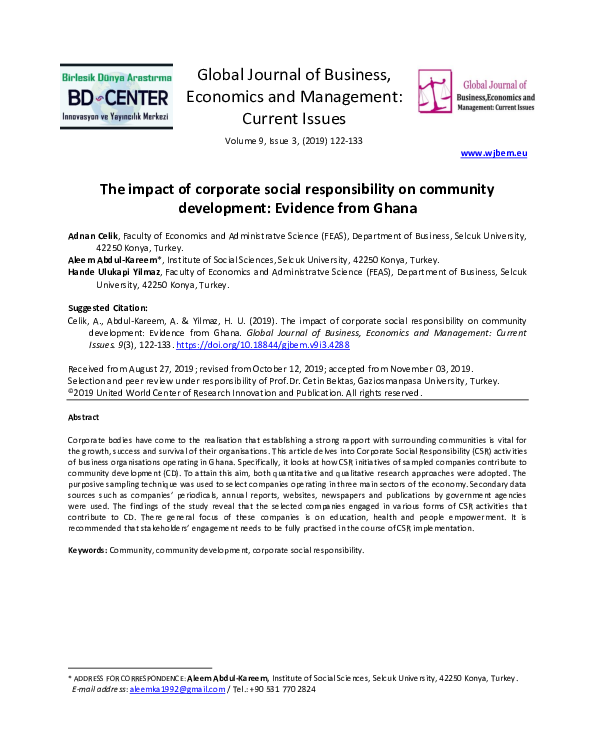 (PDF) The impact of corporate social responsibility on community ...