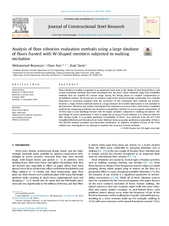 (PDF) Analysis of floor vibration evaluation methods using a large ...