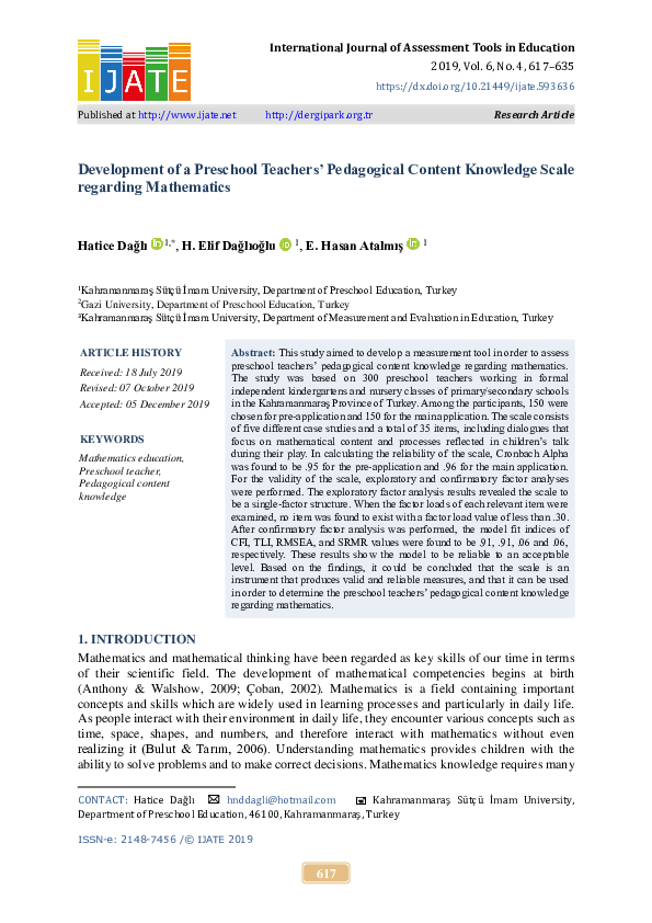 (PDF) Development of a Preschool Teachers' Pedagogical Content ...