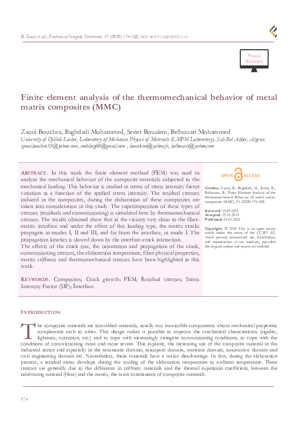 (PDF) Finite Element Analysis of the thermomechanical Behavior of metal ...