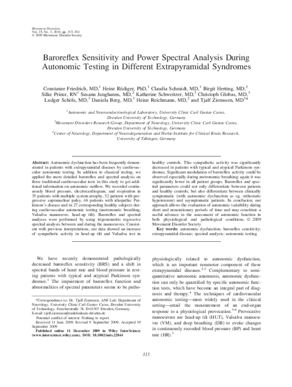 (PDF) Baroreflex sensitivity and power spectral analysis during