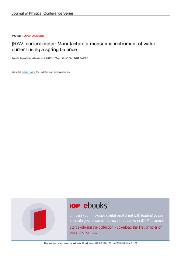 (PDF) RAV] current meter: Manufacture a measuring instrument of water ...