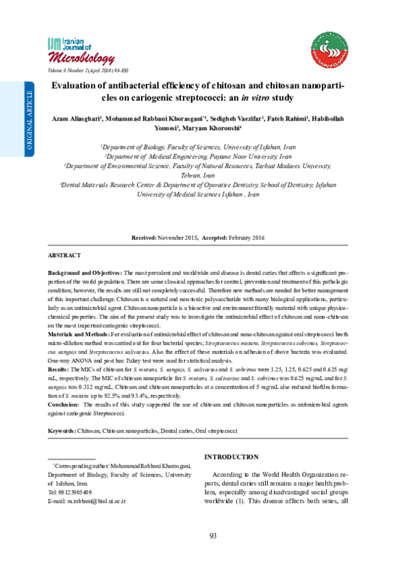 (PDF) Evaluation of antibacterial efficiency of chitosan and chitosan ...