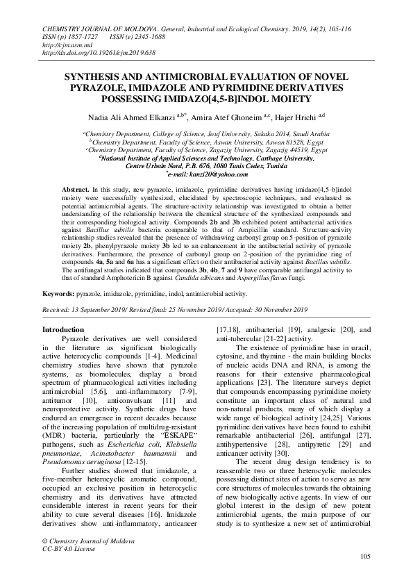 (PDF) SYNTHESIS AND ANTIMICROBIAL EVALUATION OF NOVEL PYRAZOLE ...