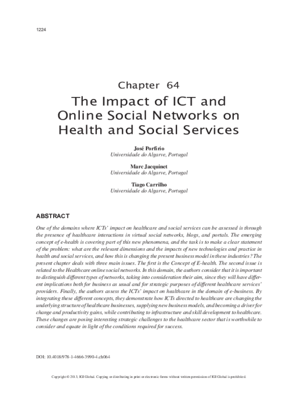 (PDF) The Impact of ICT and Online Social Networks on Health and Social ...
