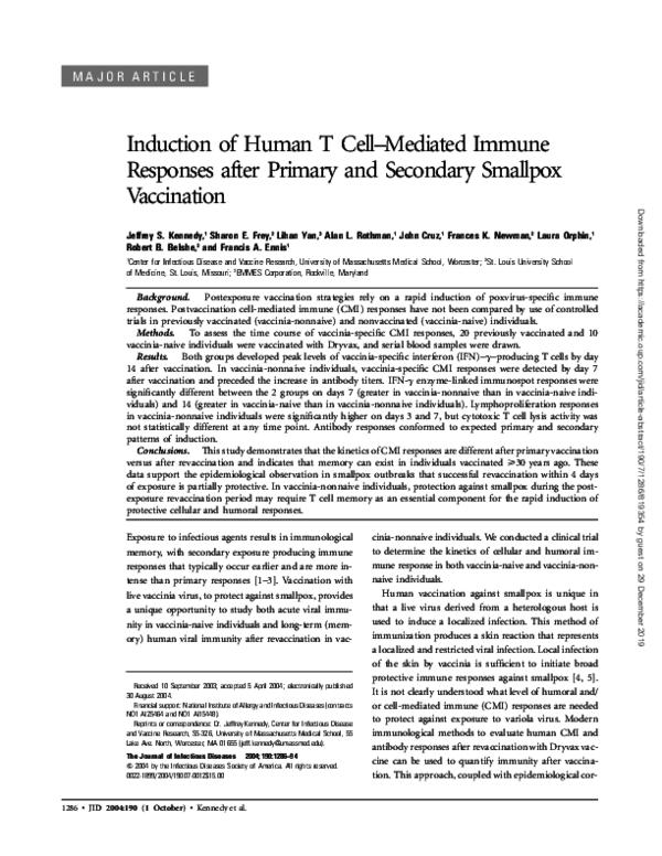 (PDF) Induction of Human T Cell–Mediated Immune Responses after Primary ...