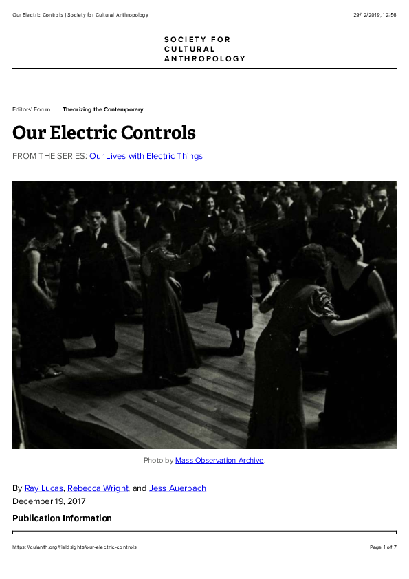 (PDF) Our Electric Controls FROM THE SERIES Our Lives with Electric