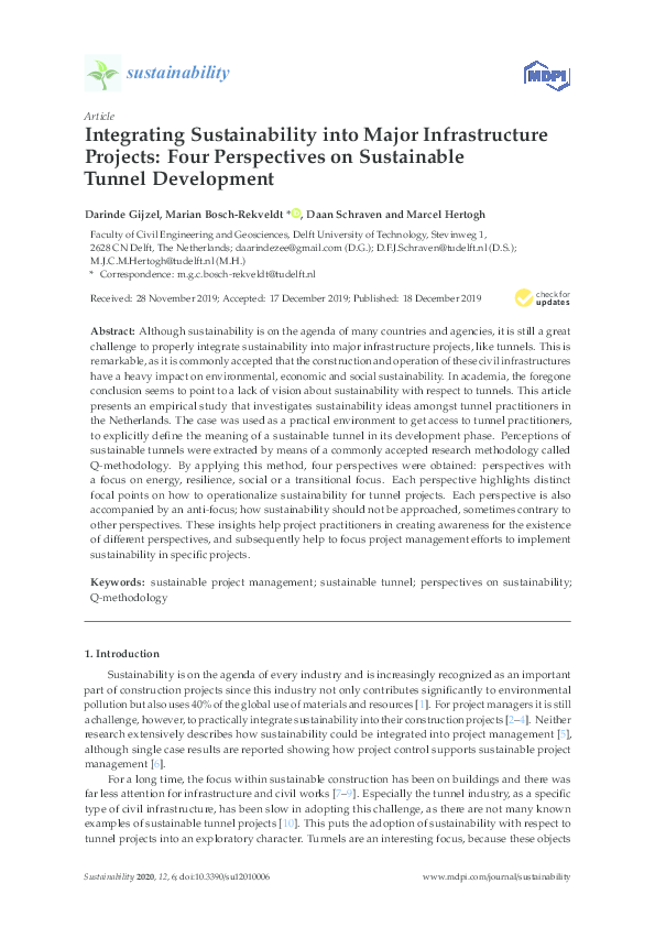 (PDF) Integrating Sustainability into Major Infrastructure Projects ...