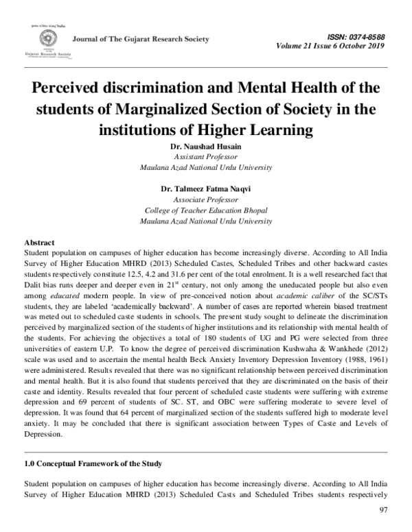 (PDF) Perceived discrimination and Mental Health of the students of ...