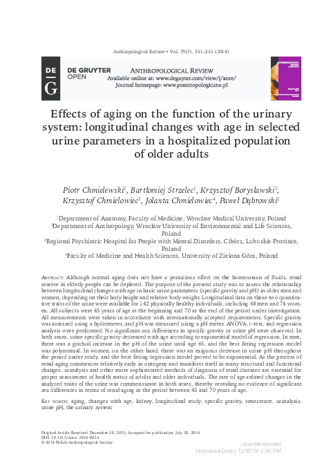 (PDF) Effects of aging on the function of the urinary system ...