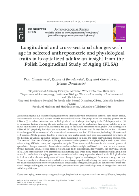 (PDF) Longitudinal and cross-sectional changes with age in selected ...
