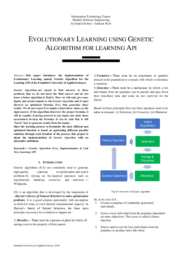 (PDF) Evolutionary Learning Algorithm Implementation For Learning API