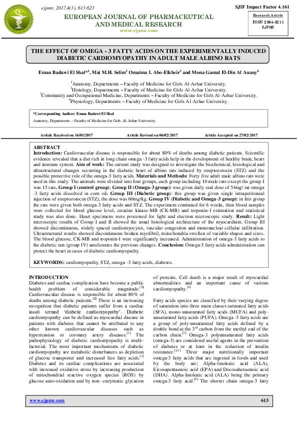 (PDF) THE EFFECT OF OMEGA -3 FATTY ACIDS ON THE EXPERIMENTALLY INDUCED ...