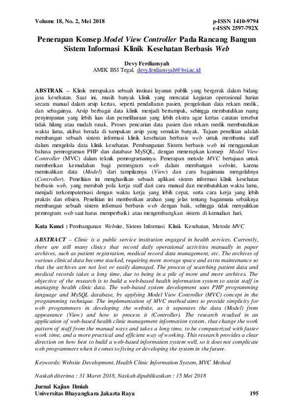(PDF) Penerapan Konsep Model View Controller Pada Rancang Bangun Sistem ...