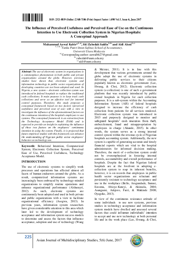 (PDF) The Influence of Perceived Usefulness and Perceived Ease of Use ...