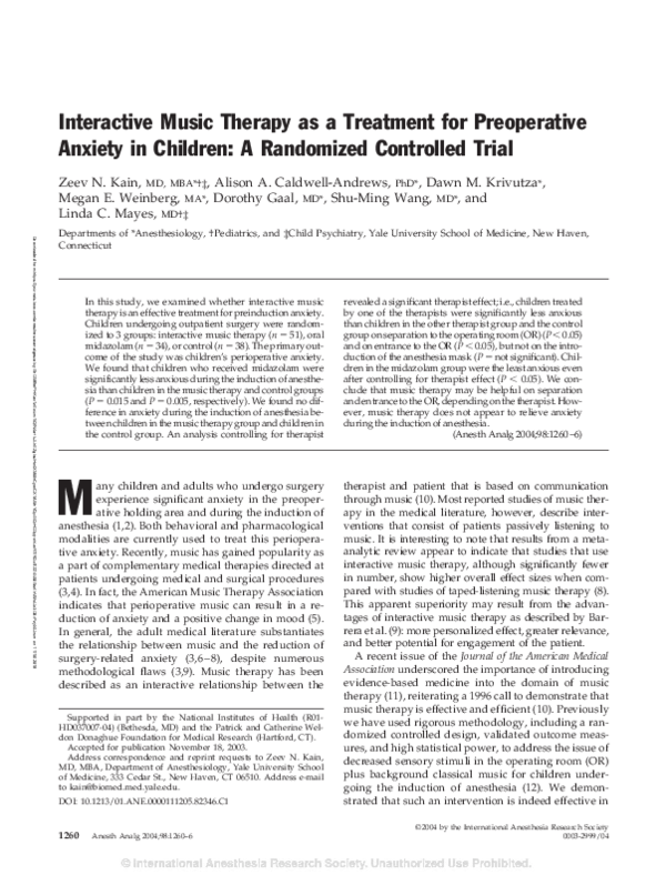 (PDF) Interactive Music Therapy as a Treatment for.