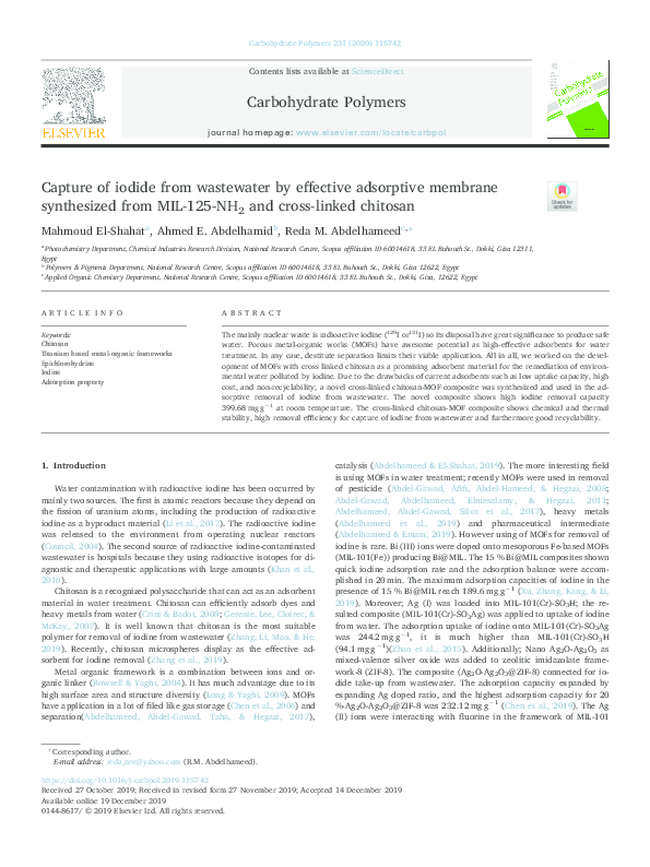 (PDF) Capture of iodide from wastewater by effective adsorptive ...