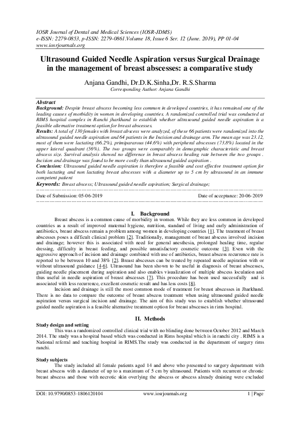 (PDF) Ultrasound Guided Needle Aspiration versus Surgical Drainage in