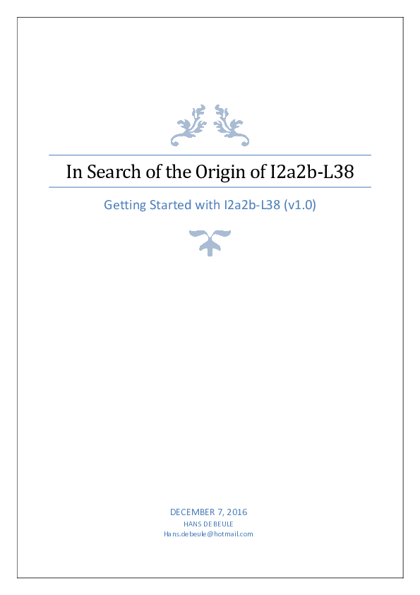 (PDF) In Search of the Origin of I2a2b-L38 Getting Started with I2a2b ...