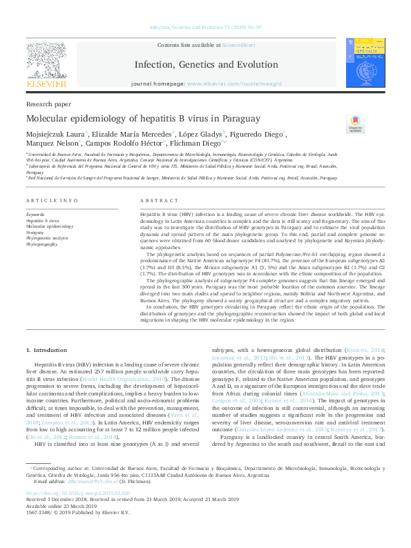 (PDF) Molecular epidemiology of hepatitis B virus in Paraguay