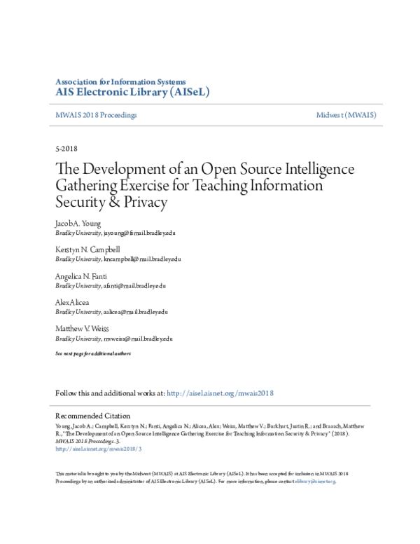 (PDF) The Development of an Open Source Intelligence Gathering Exercise ...