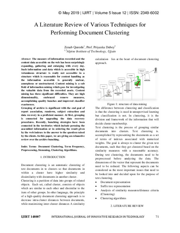 (PDF) A Literature Review of Various Techniques for Performing Document ...
