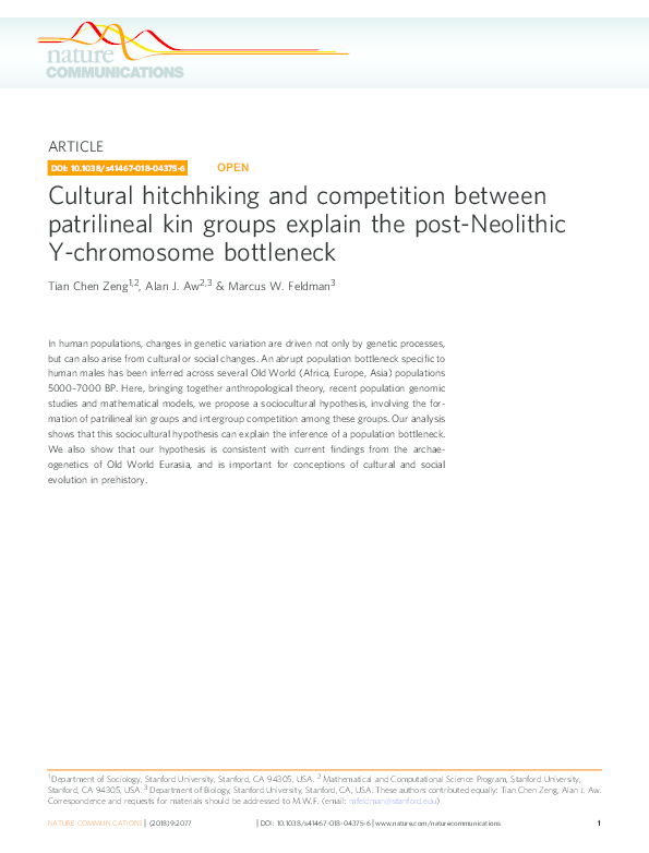(PDF) Cultural hitchhiking and competition between patrilineal kin ...