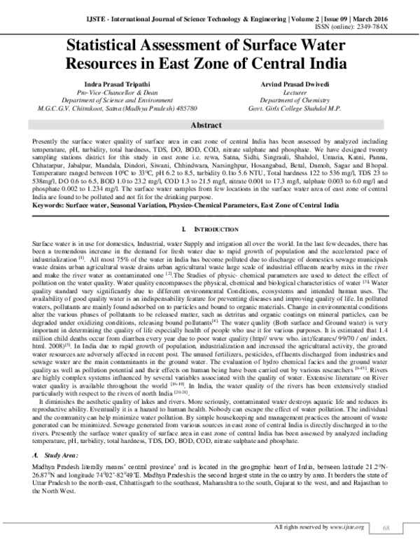 (PDF) Statistical Assessment of Surface Water Resources in East Zone of