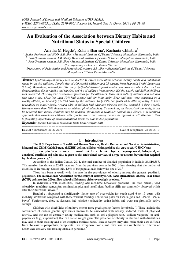 (PDF) An Evaluation of the Association between Dietary Habits and ...