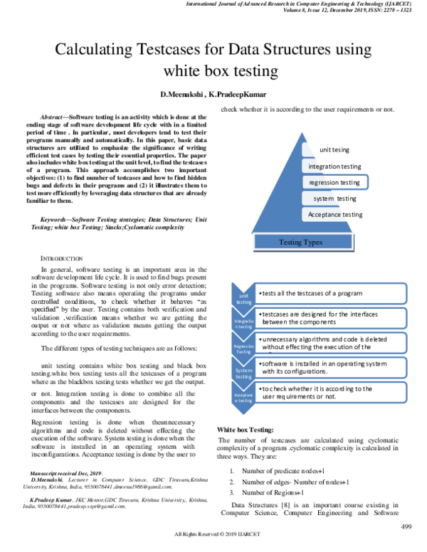 (PDF) Calculating Testcases for Data Structures using white box testing