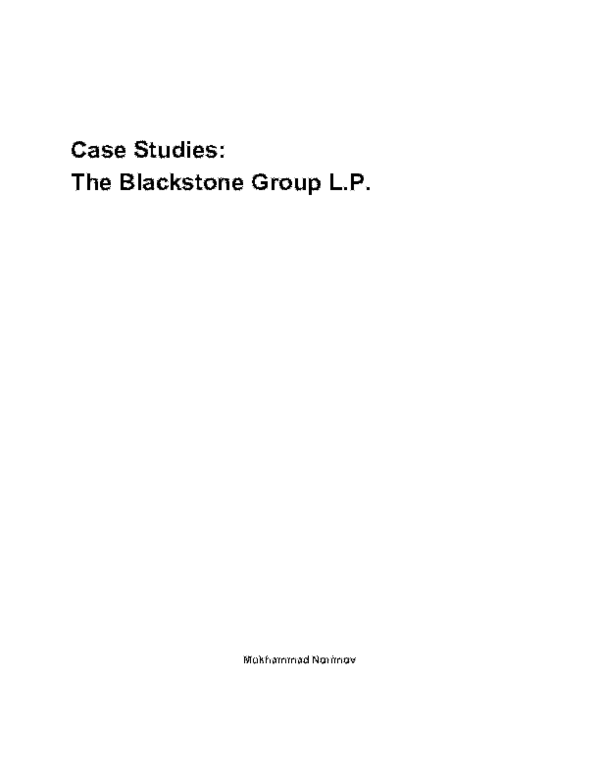 (PDF) Case Studies The Blackstone Group L.P mukhammad norimov