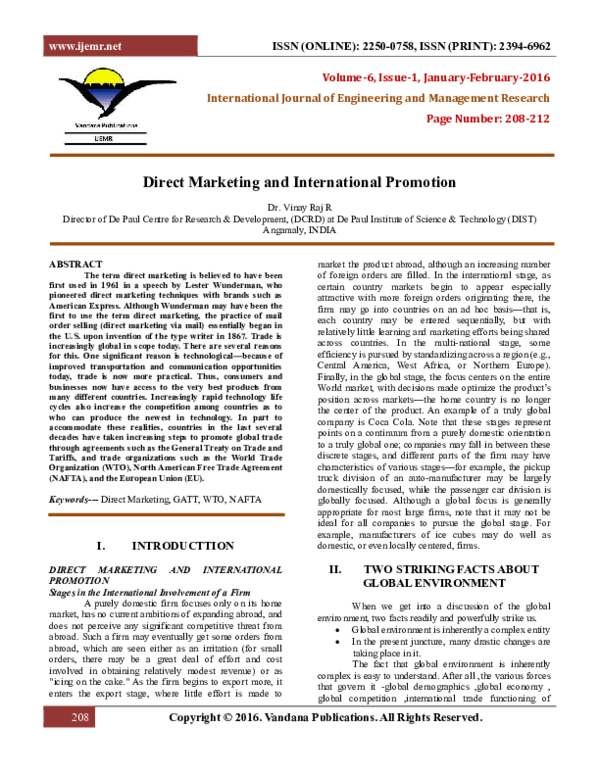 (PDF) Direct Marketing and International Promotion