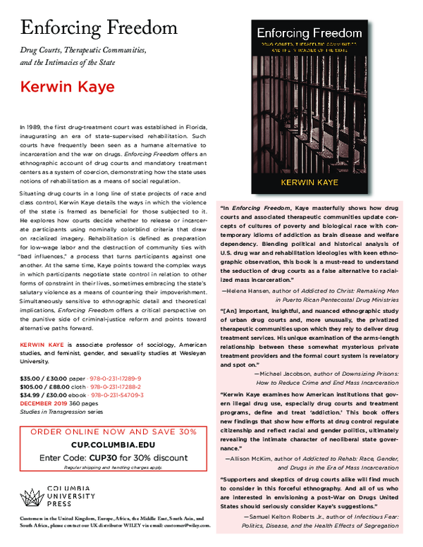 (PDF) Enforcing Freedom: Drug Courts, Therapeutic Communities, and the ...