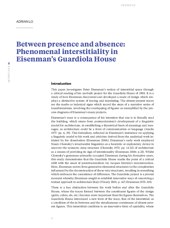 (PDF) Between presence and absence: Phenomenal interstitiality in ...