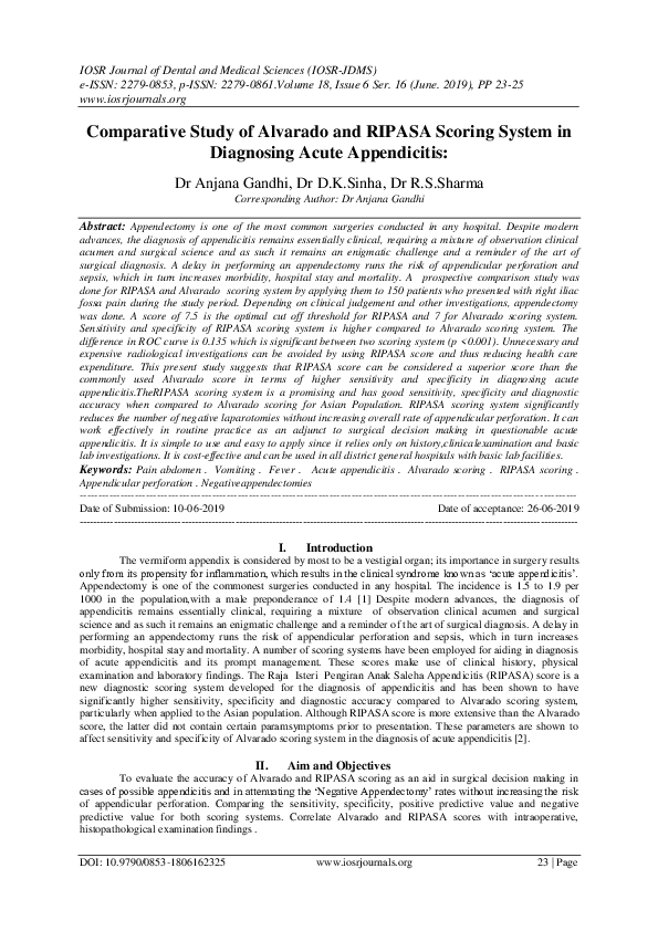 (PDF) Comparative Study of Alvarado and RIPASA Scoring System in ...
