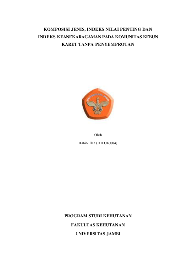 (PDF) KOMPOSISI JENIS, INDEKS NILAI PENTING DAN INDEKS KEANEKARAGAMAN