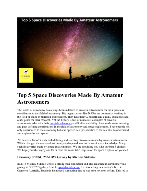 Great Discoveries In Astronomy