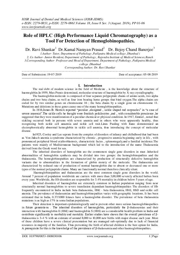 (PDF) Role of HPLC (High Performance Liquid Chromatography) as a Tool