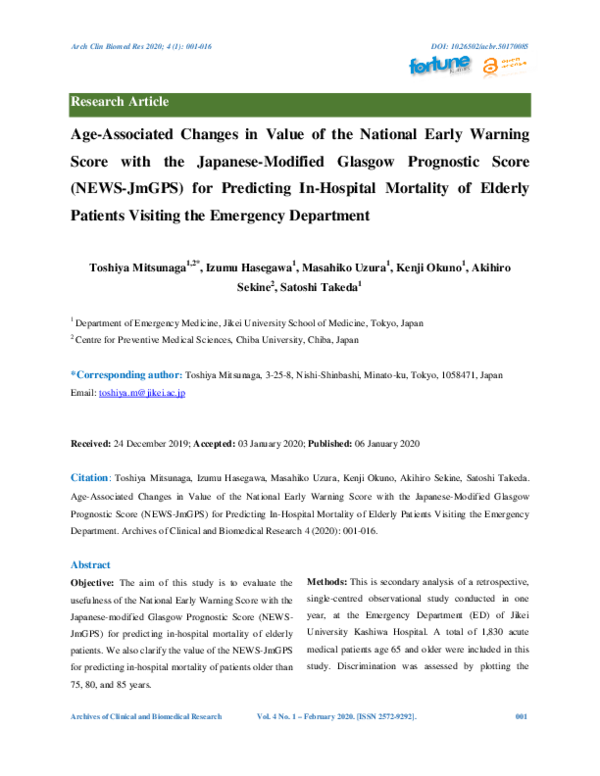 (PDF) Age-Associated Changes in Value of the National Early Warning ...