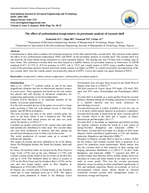 (PDF) The Effect of Carbonization Temperatures on the Proximate ...