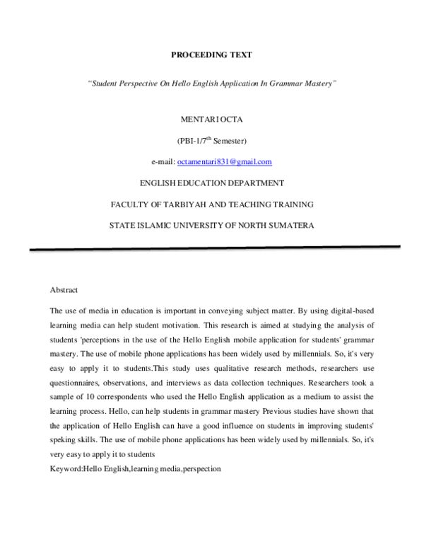 (PDF) PROCEEDING TEXT Mentari Octa PBI
