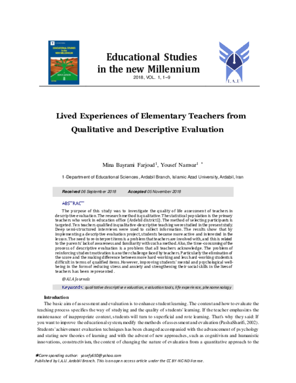 (PDF) Lived Experiences of Elementary Teachers from Qualitative and ...