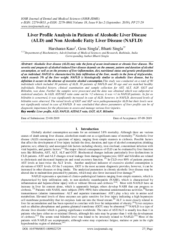 (PDF) Liver Profile Analysis in Patients of Alcoholic Liver Disease