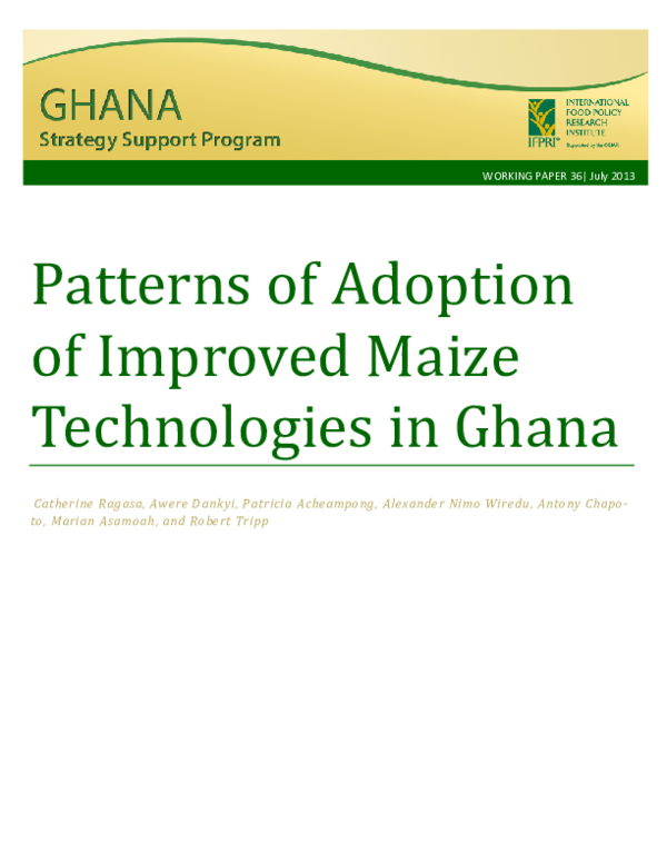(PDF) Patterns of Adoption of Improved Maize Technologies in Ghana