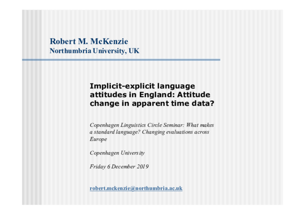 (PDF) Implicit-explicit language attitudes in England: Attitude change ...