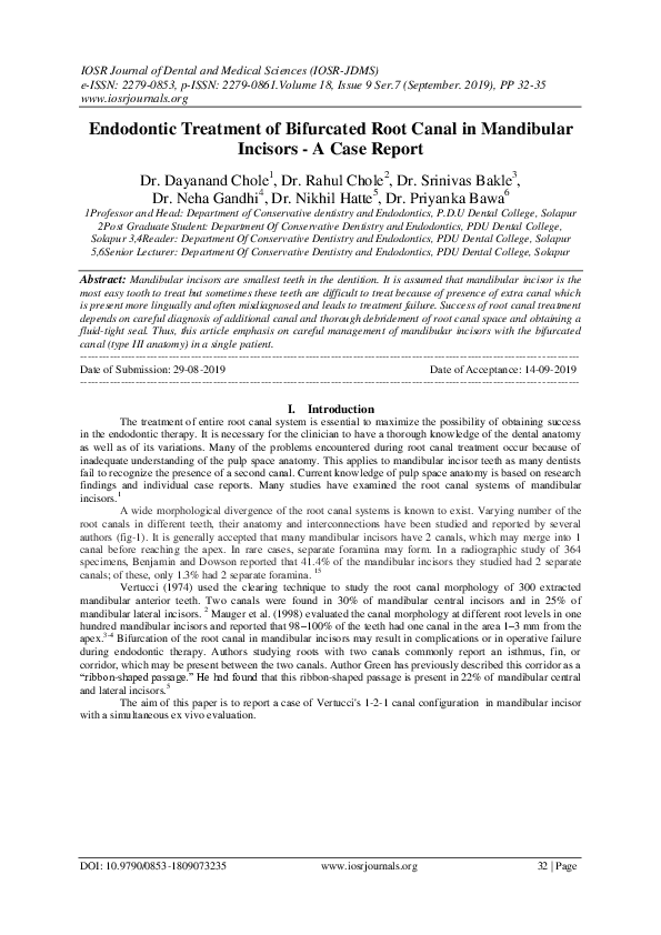 (PDF) Endodontic Treatment of Bifurcated Root Canal in Mandibular
